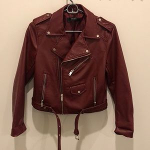 Red Leather Moto Jacket